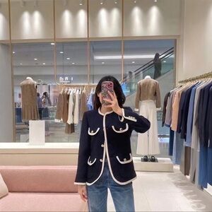 Elegant Sandro Jacket with White Trim NWT